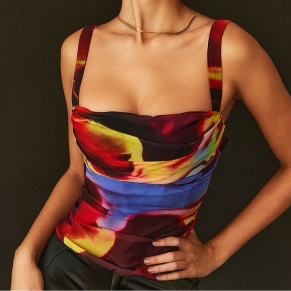 Micas multicolor mesh strap crop top size S MA1-37